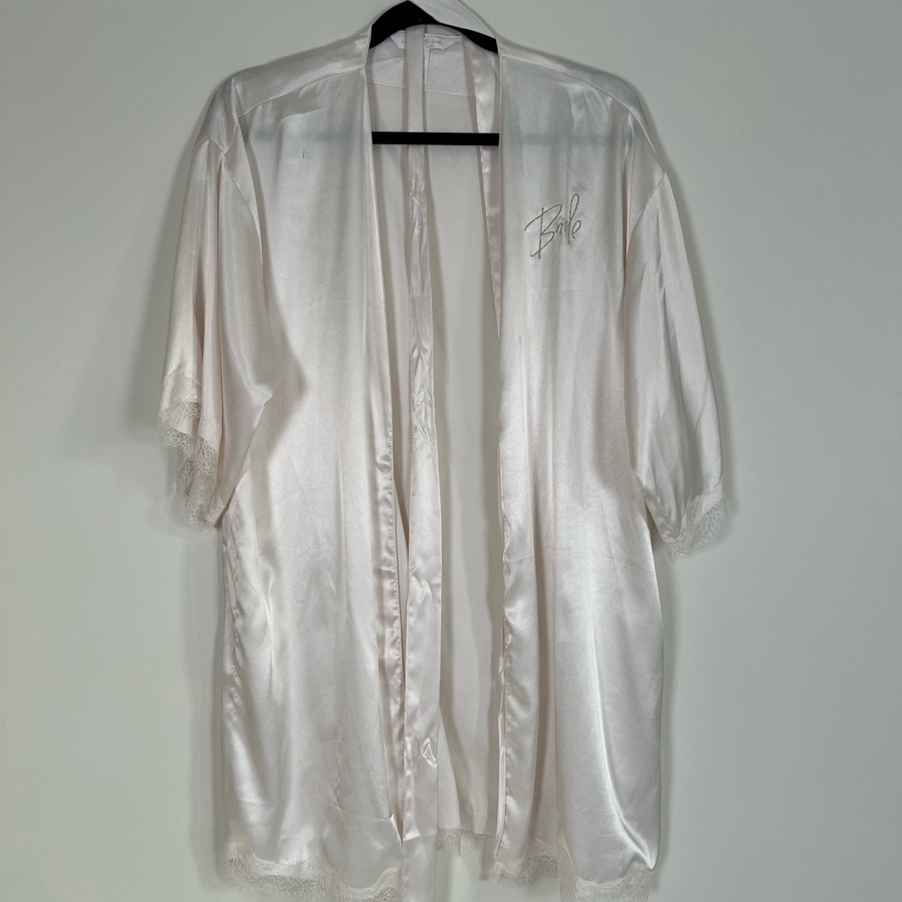 Victoria's Secret White Satin Robe with Lace details for Bride To Be